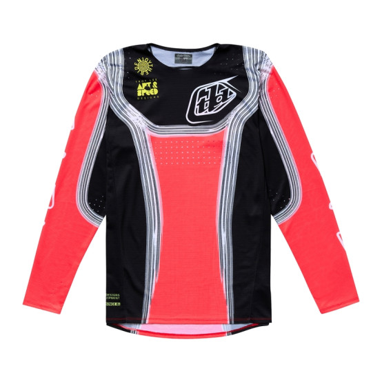 Camiseta TROY LEE DESIGNS SE Pro Stripes - Rojo neón/Negro