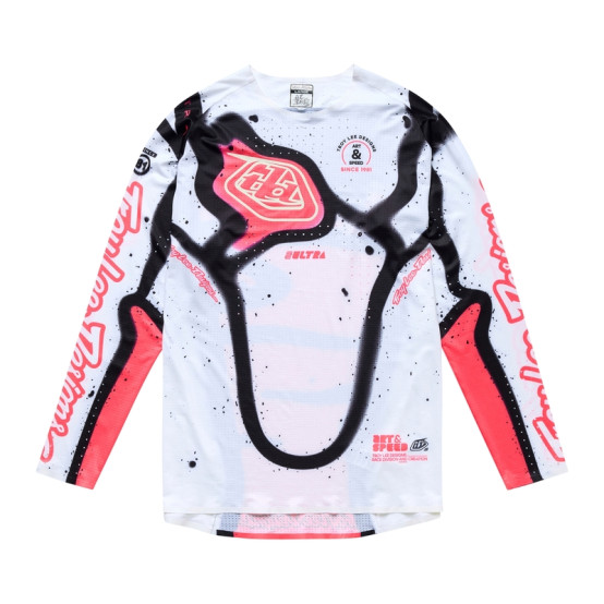 Camiseta TROY LEE DESIGNS SE Ultra Membrane - Blanco/Rojo neón
