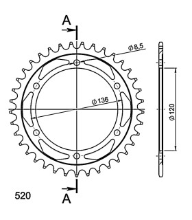Corona Supersprox acero Yamaha 520 x 37