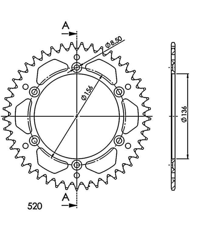 Corona Supersprox Aluminio Roja 45 D
