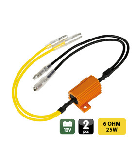 RESISTENCIAS PRECABLEADAS LAMPA CON CONECTORES RÁPIDOS 12V 6 OHM 25 W (2 UND.)