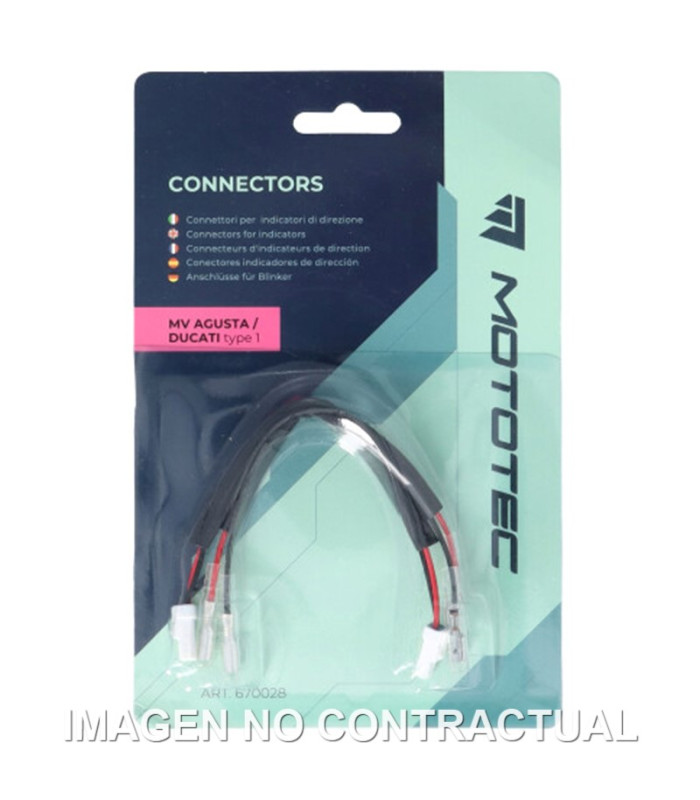 PAR DE CONECTORES MOTOTEC PARA INTERMITENTES MV AGUSTA/DUCATI (TIPO 1)