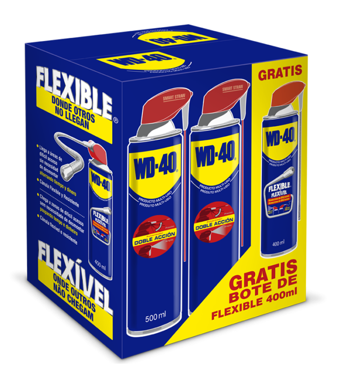 PACK WD40 DOBLE ACCION 500 ML FLEXIBLE 400 ML REGALO