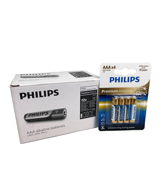 PILA PHILIPS PREMIUM ALKALINE AAA (CAJA 12 BLISTERS DE 4 PILAS)