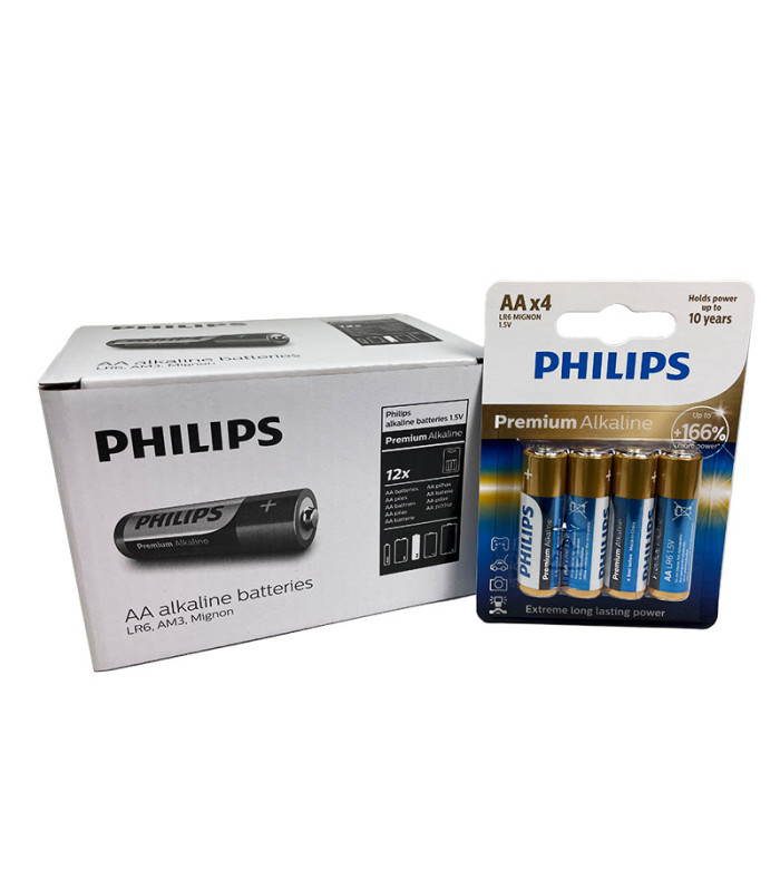 PILA PHILIPS PREMIUM ALKALINE AA (CAJA 12 BLISTERS 4 PILAS)