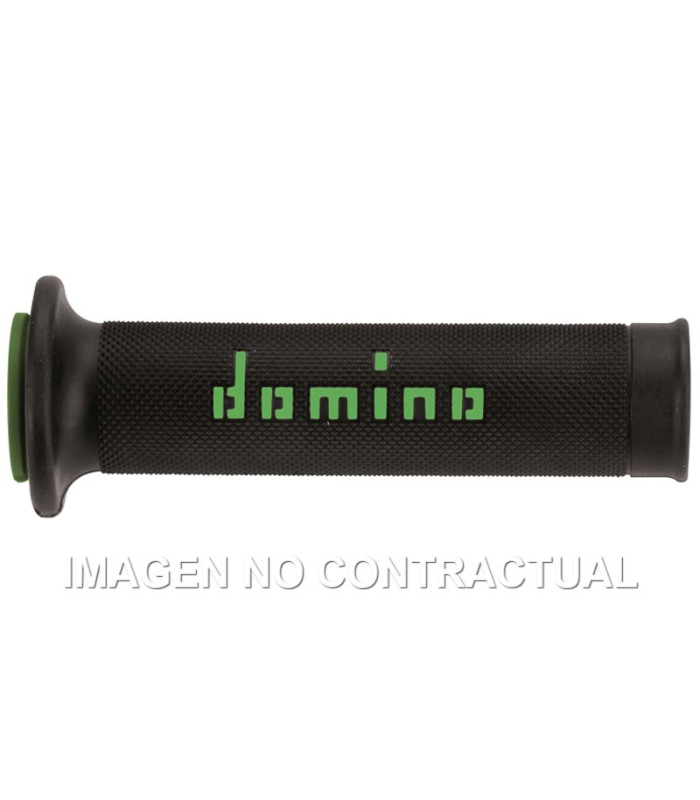 Puños Domino On Road Negro - Verde Abiertos D 22/26 mm L 120-125 mm