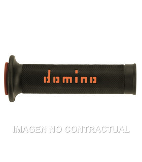 Puños Domino On Road Negro - Naranja Abiertos D 22 mm L 120-125 mm