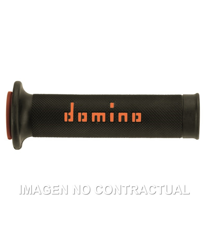 Puños Domino On Road Negro - Naranja Abiertos D 22 mm L 120-125 mm