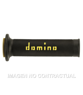 Puños Domino On Road Negro - Amarillo Abiertos D 22 mm L 120-125 mm