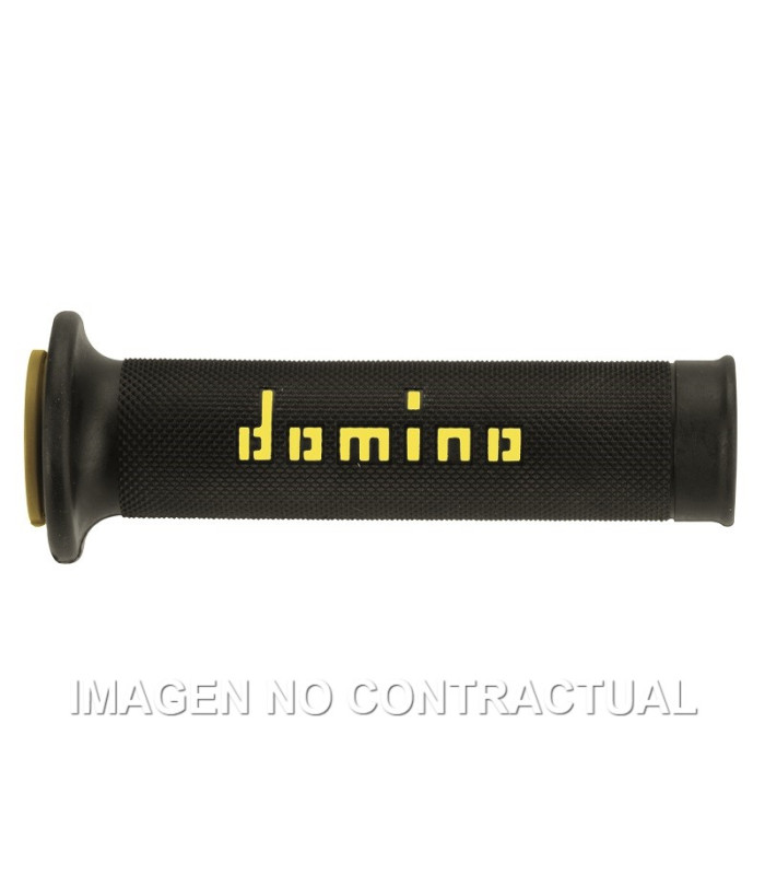 Puños Domino On Road Negro - Amarillo Abiertos D 22 mm L 120-125 mm