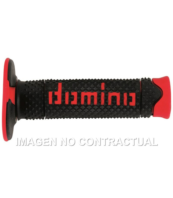 Puños Domino DSH OFF Road Negro - Rojo Cerrados D 22 mm L 120 mm