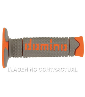 Puños Domino DSH OFF Road Gris - Naranja Cerrados D 22 mm L 120 mm
