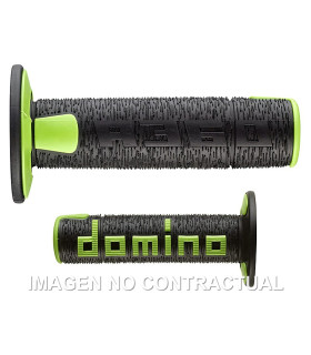 Puños Domino OFF Road Rps Negro - Verde Cerrados D 22 mm L 120 mm