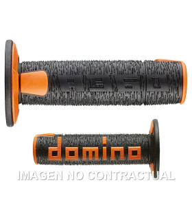 Puños Domino OFF Road RPS Negro - Naranja Cerrados D 22 mm L 120 mm