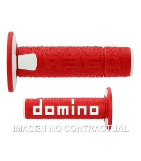 Puños Domino OFF Road RPS Rojo / Blanco Cerrados D 22 mm L 120 mm