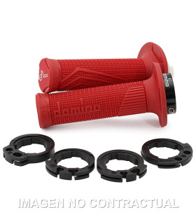 Puños Domino D100 OFF Road Color Rojo D-Lock con sistema de fijación «Lock On»