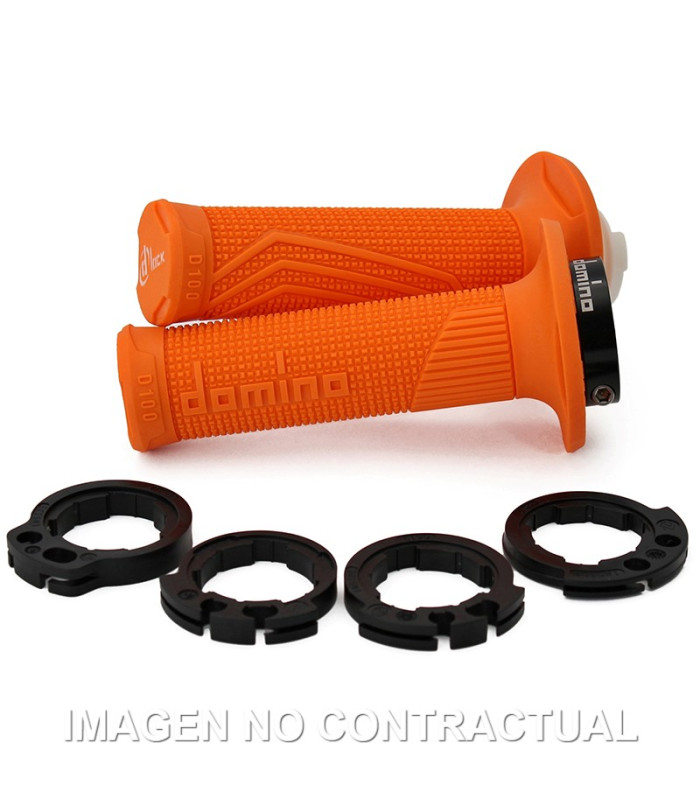 Puños Domino D100 OFF Road Color Naranja D-Lock con sistema de fijación «Lock On»