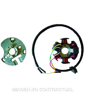 Stator Kokusan 6 Polos 12V 85W (Mot. Derbi/Piaggio 6 v. con arranque eléctrico)